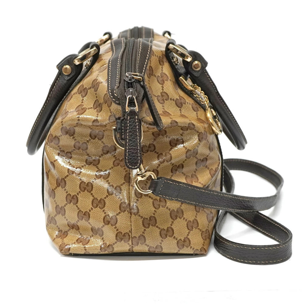 Gucci GG Crystal Dome Handbag canvas leather trim - Picture 3 of 11